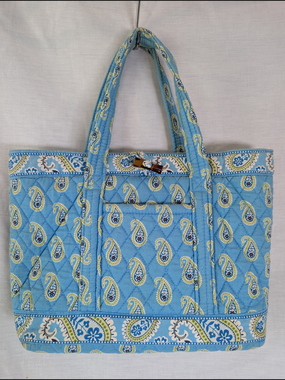 Vera Bradley Blue Paisley Quilted Tote Purse Shoulder Bag